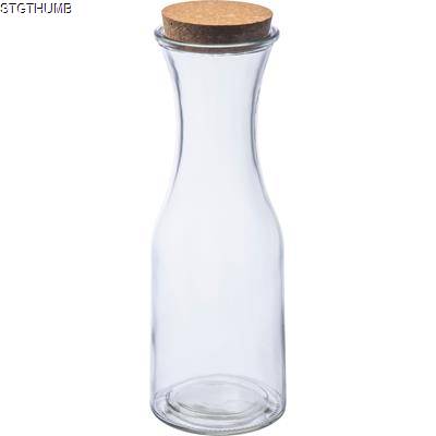 GLASS CARAFE with Cork Lid in Clear Transparent