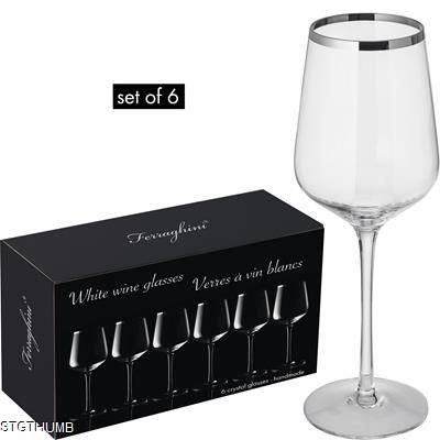 SET OF 6 CRYSTAL WHITE WINE GLASS
