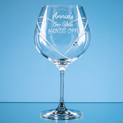 610ML JUST FOR YOU DIAMANTE GIN GLASS with Heart Shape Cutting