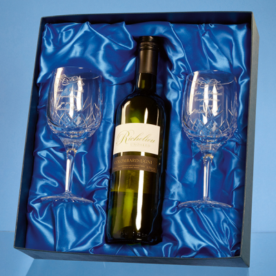DOUBLE GOBLET GIFT SET with a 75Cl Bottle of White Wine