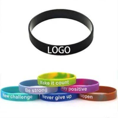 DEBOSSED COLOUR FILL SILICONE WRIST BAND - PROMOTIONAL CORPORATE GIFT