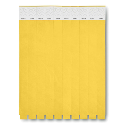 ONE SHEET OF 10 WRISTBANDS in Yellow